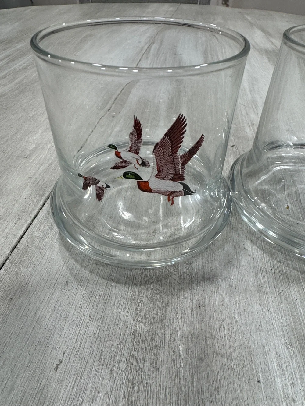 Vintage Avon Chesapeake Flying Mallard 8 oz Whiskey Glasses (2)